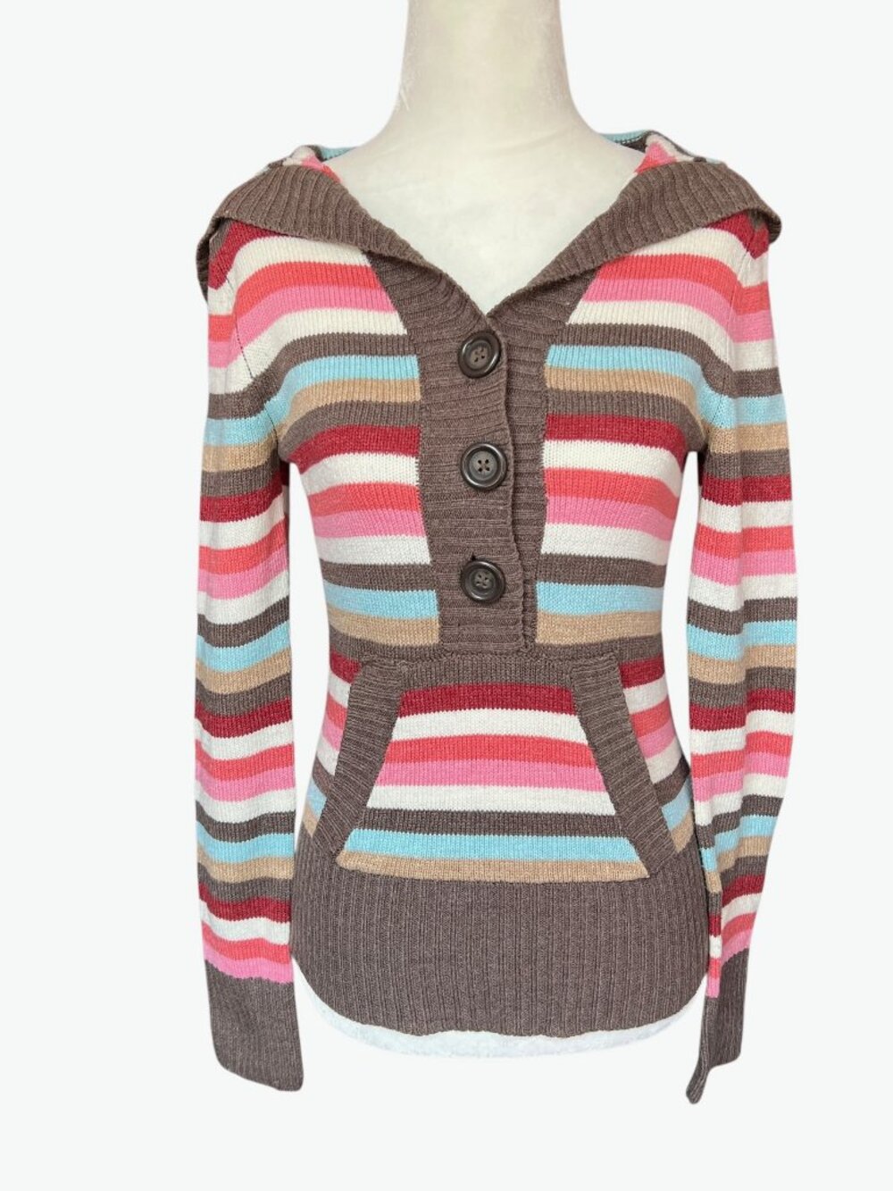 Aeropostale Striped Hooded Sweater